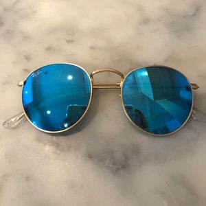 Round blue flash ray bans